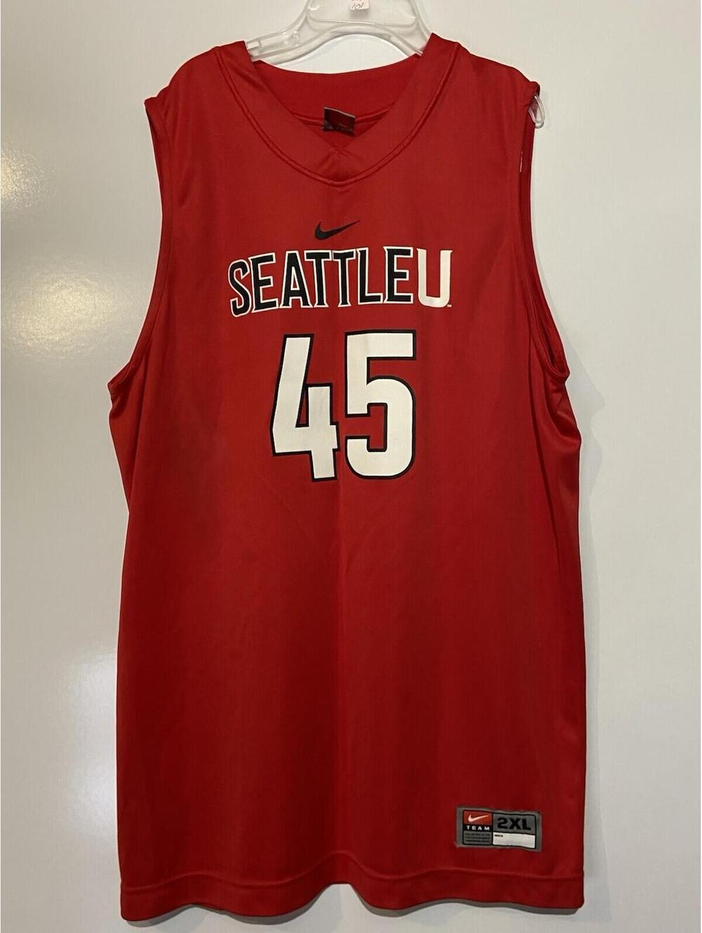 Mens NIKE TEAM Red Vintage Y2K Seattle U University Basketball Jersey Sz 2XL